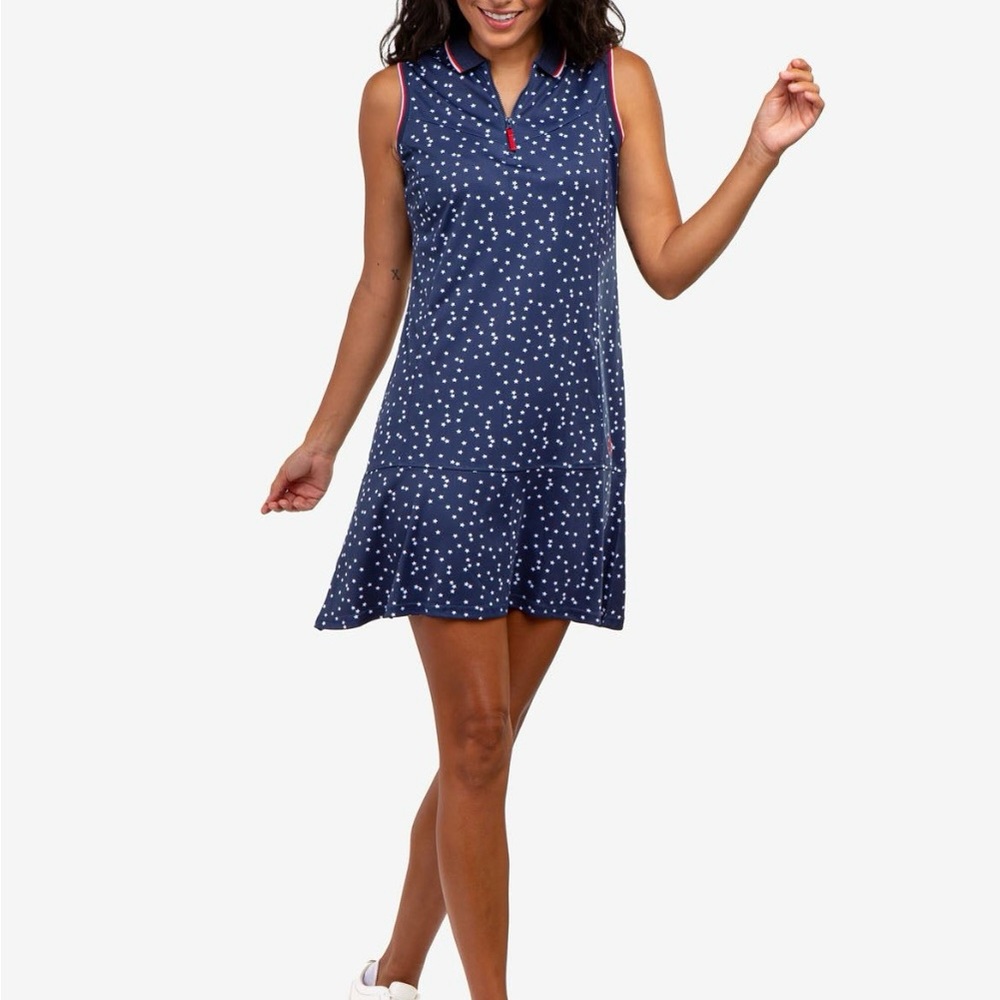 US POLO ASSN. NWT red/white/blue dress w stars . Sz L perfect for 4 of July